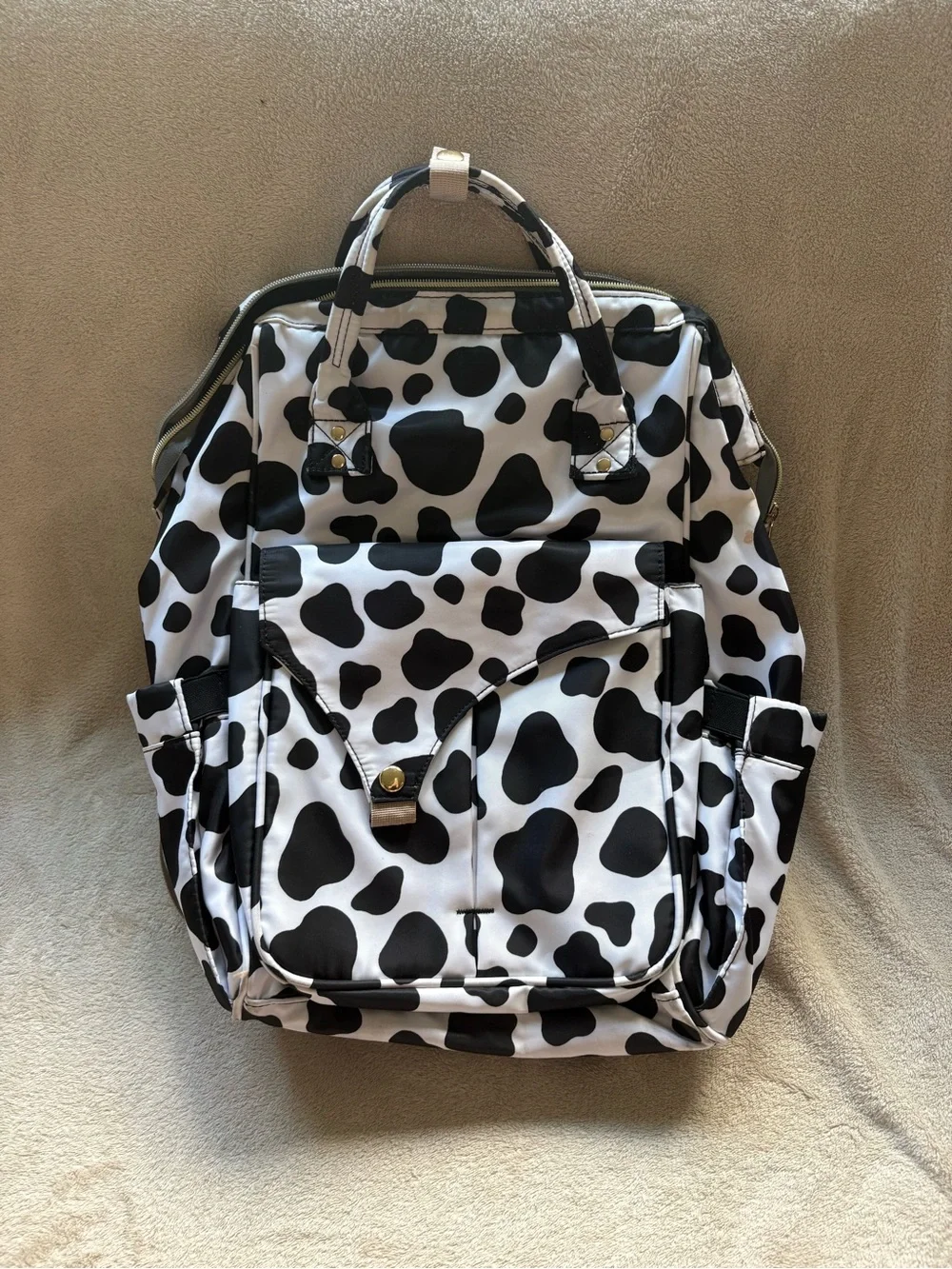 Black & White Cow Print Backpack